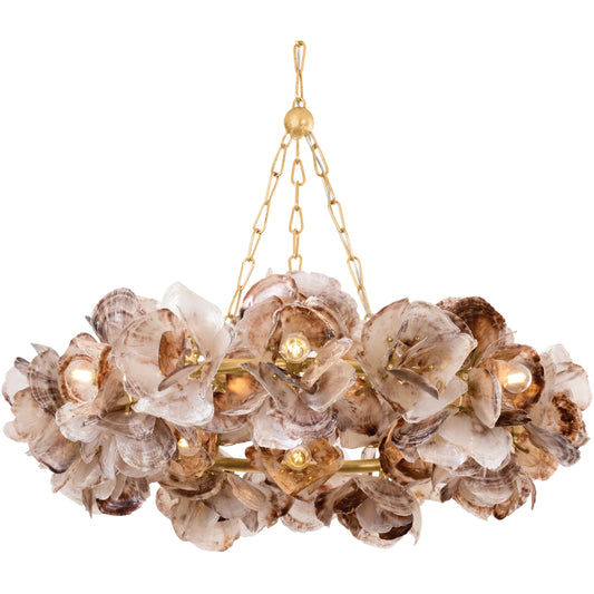 Galle Chandelier by Corbett in vintage gold leaf. Made from unique in a eclectic & global style.