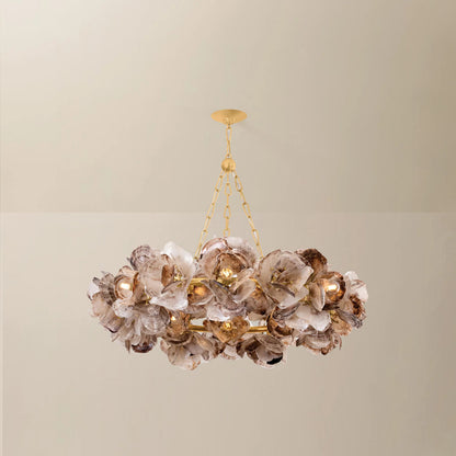 Galle Chandelier by Corbett in vintage gold leaf. Made from unique in a eclectic & global style.