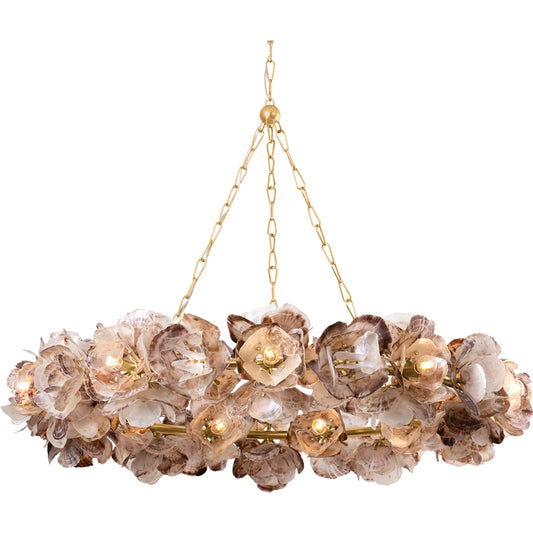 Galle Chandelier by Corbett in vintage gold leaf. Made from unique in a eclectic & global style.