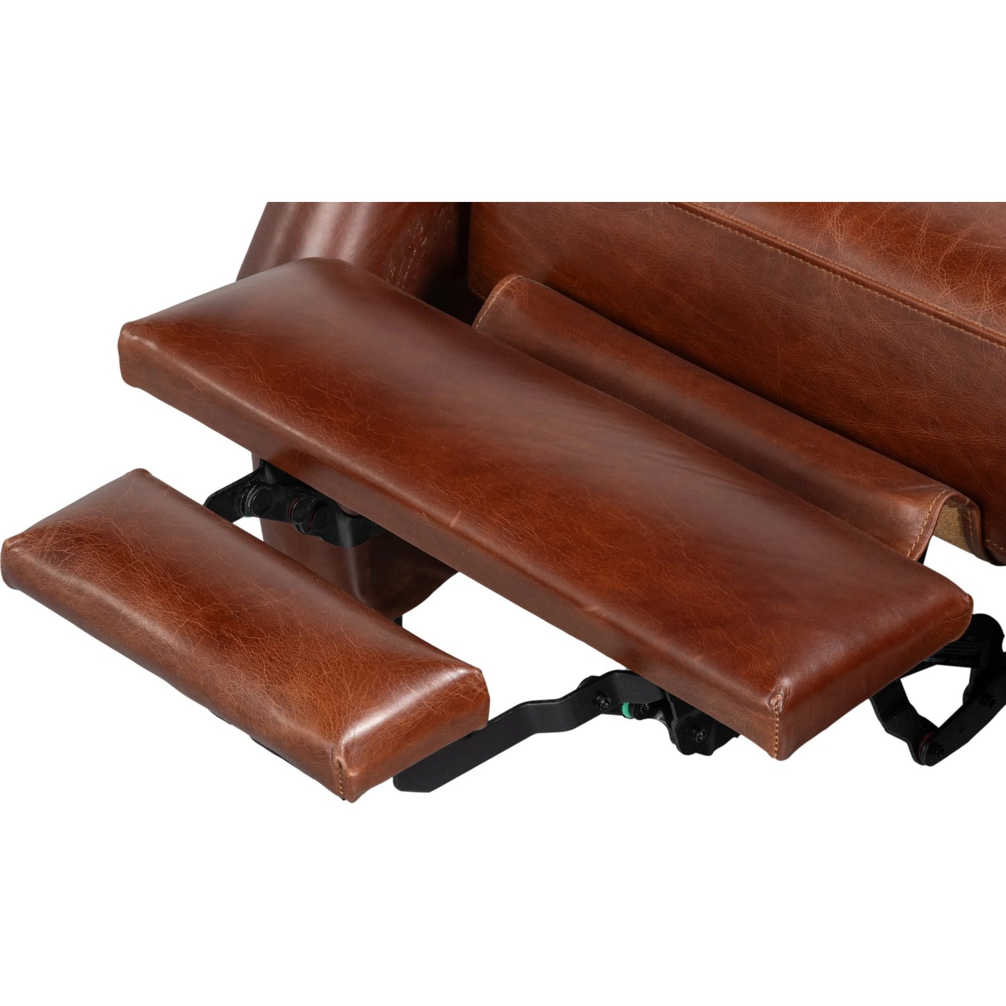 004 SI-2473323 | Closeup | Ashford Leather Recliner by Sarreid Ltd. in newark brown. Made from newark brown, cow leather, rubber wood in a traditional style.