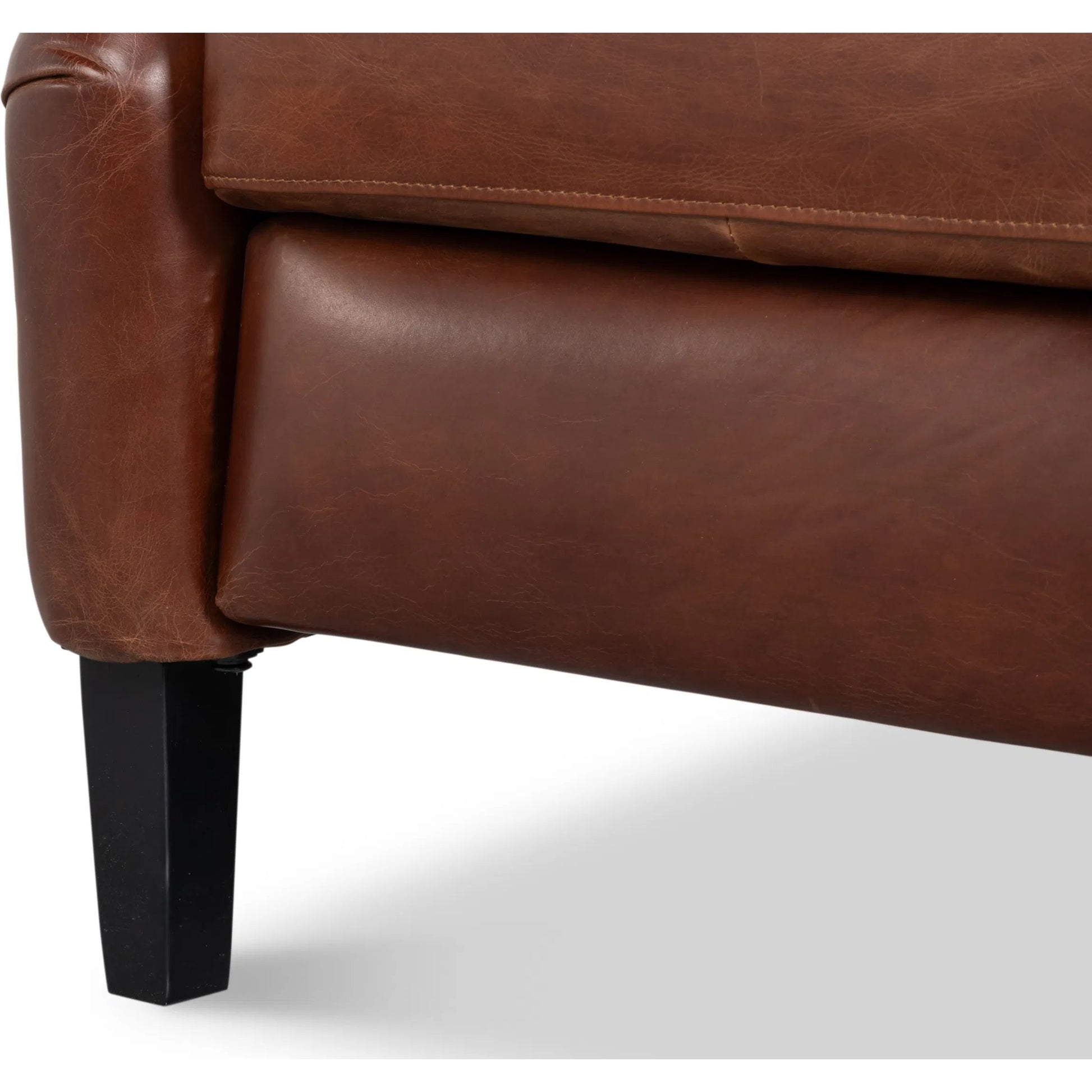 Ashford Leather Recliner by Sarreid Ltd. in newark brown. Made from newark brown, cow leather, rubber wood in a traditional style.