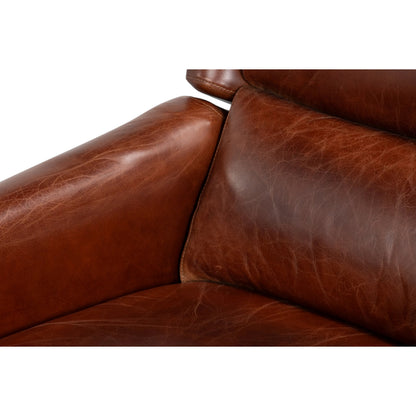 Ashford Leather Recliner by Sarreid Ltd. in newark brown. Made from newark brown, cow leather, rubber wood in a traditional style.