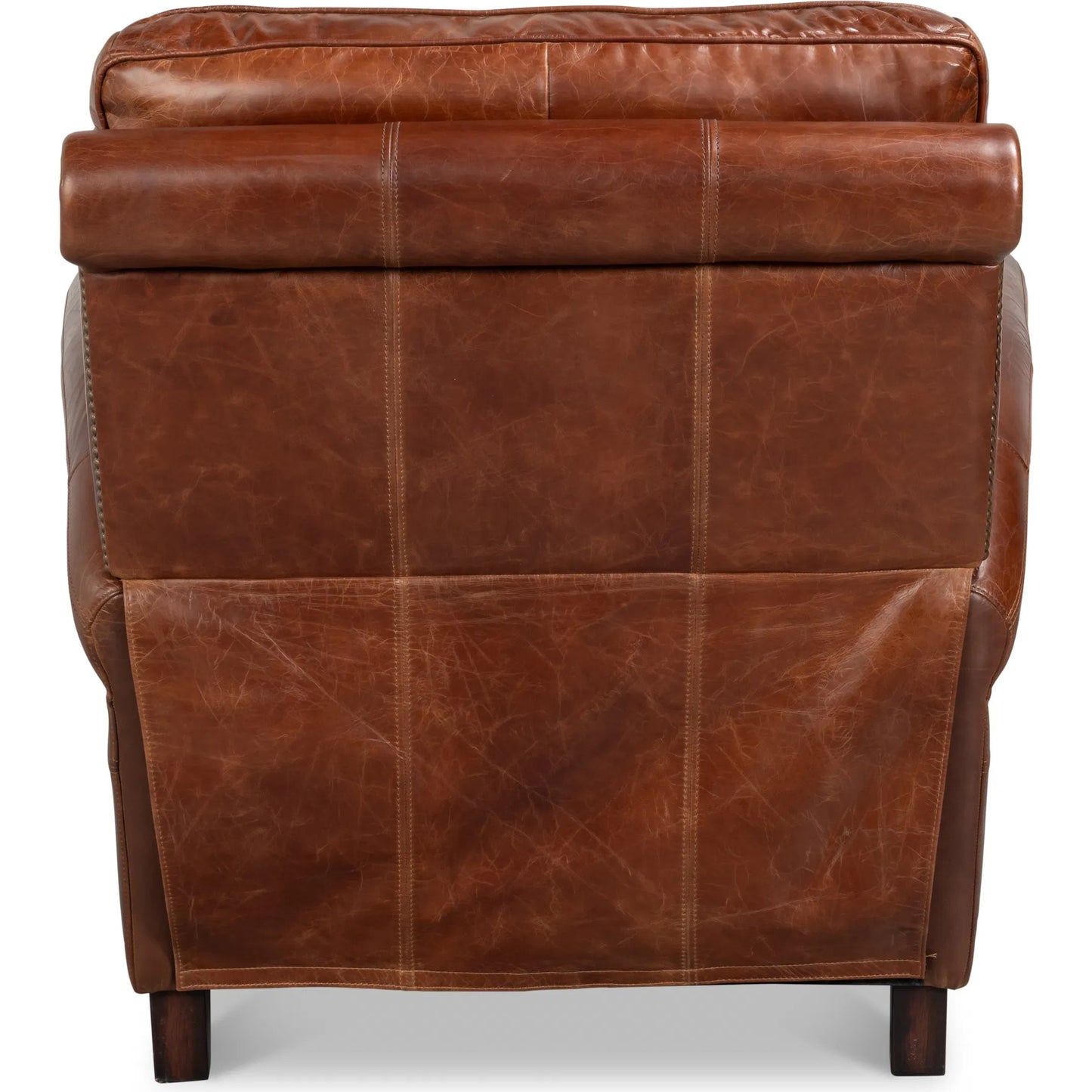 002 SI-2473345 | Additional Silo | Roosevelt Leather Recliner by Sarreid Ltd. in newark brown. Made from cow leather, rubber wood in a traditional style.