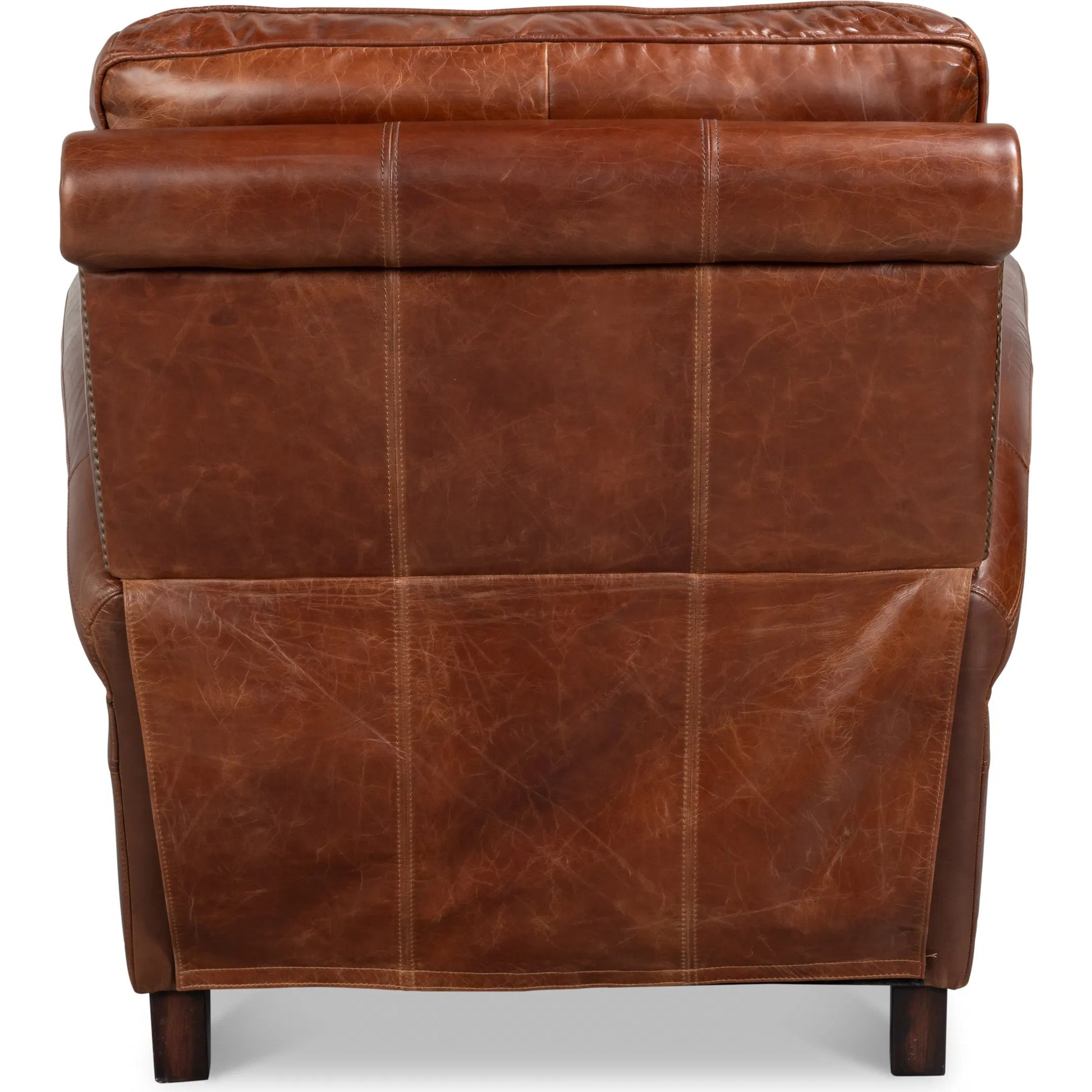 Roosevelt Leather Recliner by Sarreid Ltd. in newark brown. Made from cow leather, rubber wood in a traditional style.