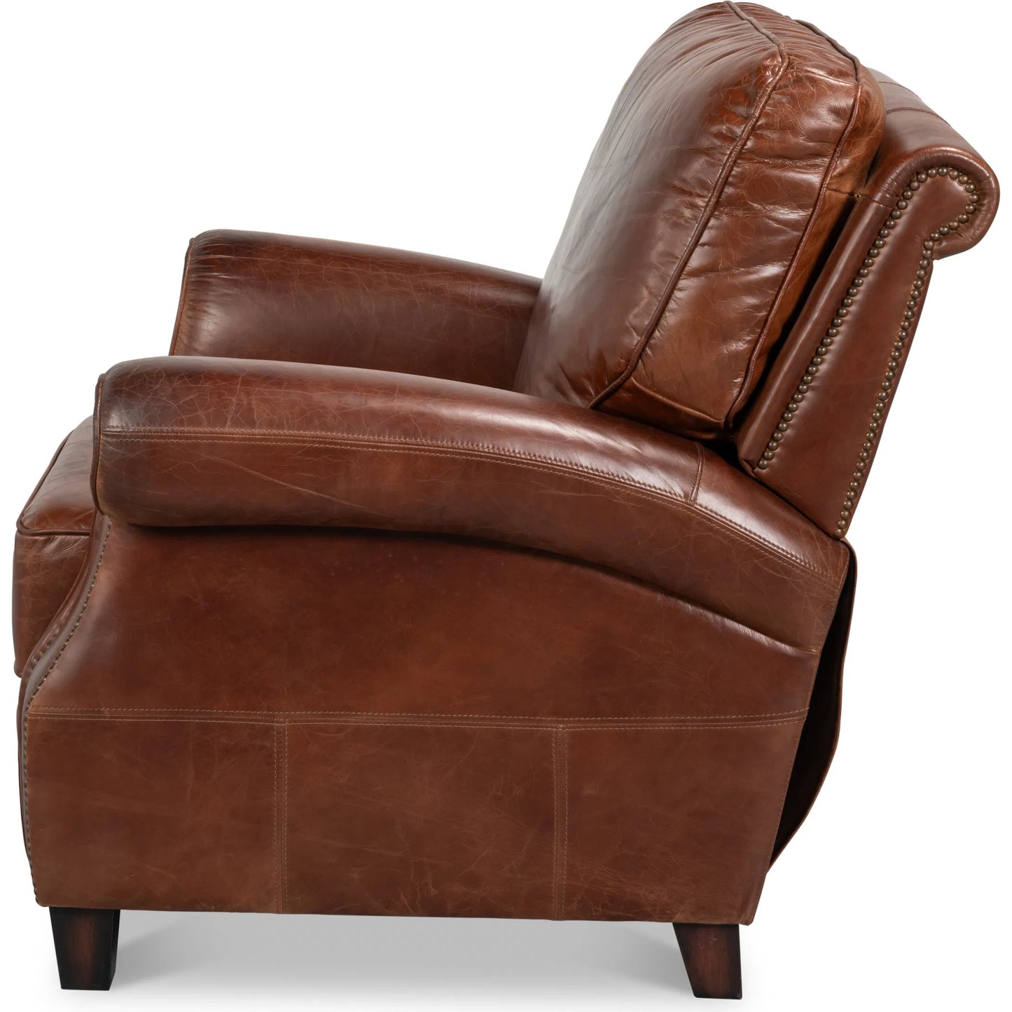 005 SI-2473345 | Additional Silo | Roosevelt Leather Recliner by Sarreid Ltd. in newark brown. Made from cow leather, rubber wood in a traditional style.