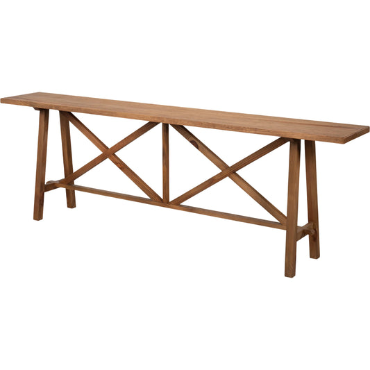 Double X Base Sofa Table by Sarreid Ltd. in natural and pine wood. Made from unique in a unique style.