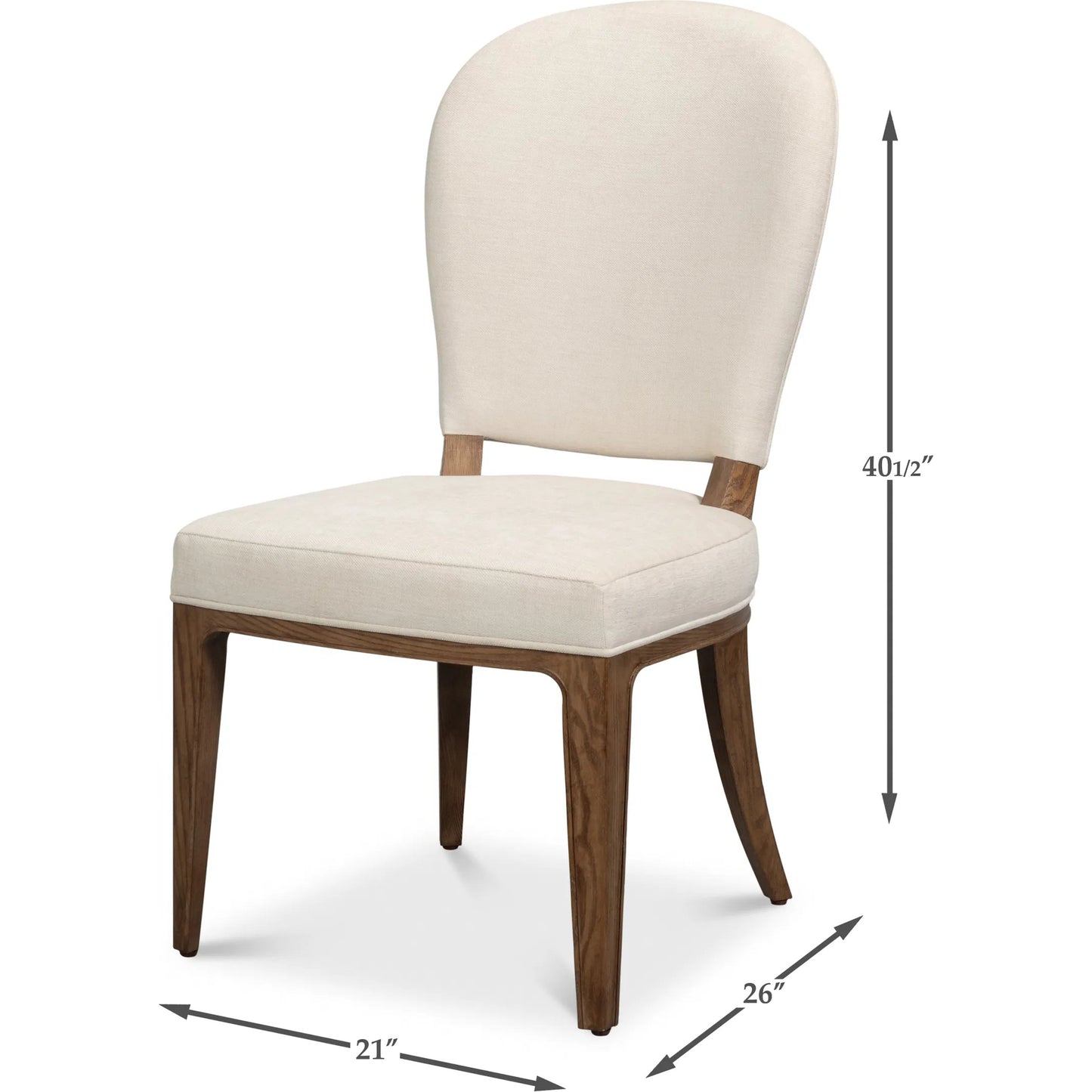 006 SI-2473332 | Additional Silo | Caro Chair (Set of 2) by Sarreid Ltd. in light mink, cream. Made from ash wood, chenille performance fabric in a transitional style.