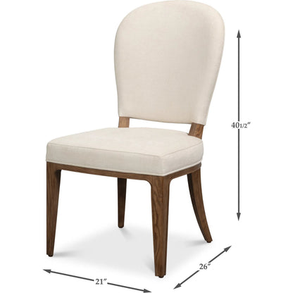Caro Chair (Set of 2) by Sarreid Ltd. in light mink, cream. Made from ash wood, chenille performance fabric in a transitional style.