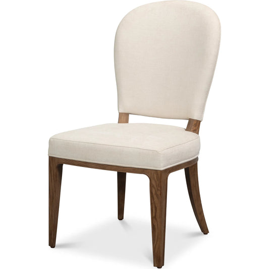 Caro Chair (Set of 2) by Sarreid Ltd. in light mink, cream. Made from ash wood, chenille performance fabric in a transitional style.