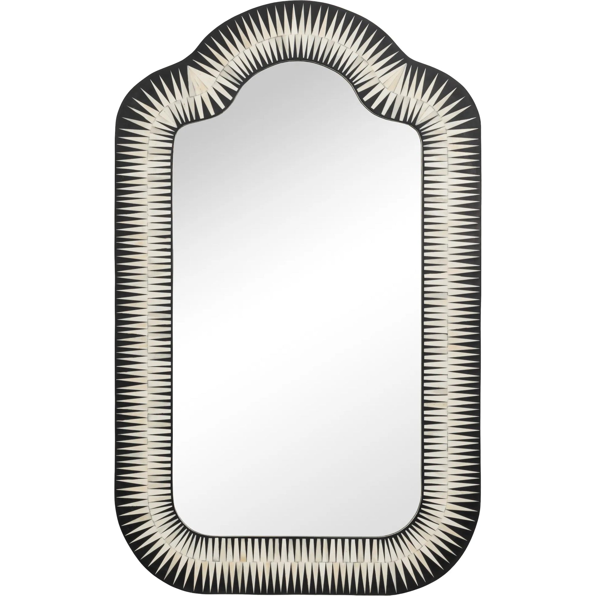 Meridian Bone Inlay Mirror by Sarreid Ltd. in arched bone inlay frame. Made from unique in a unique style.