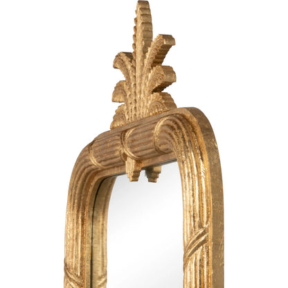 Gilded Pineapple Crest Mirror by Sarreid Ltd. in brown and gold leaf. Made from unique in a unique style.