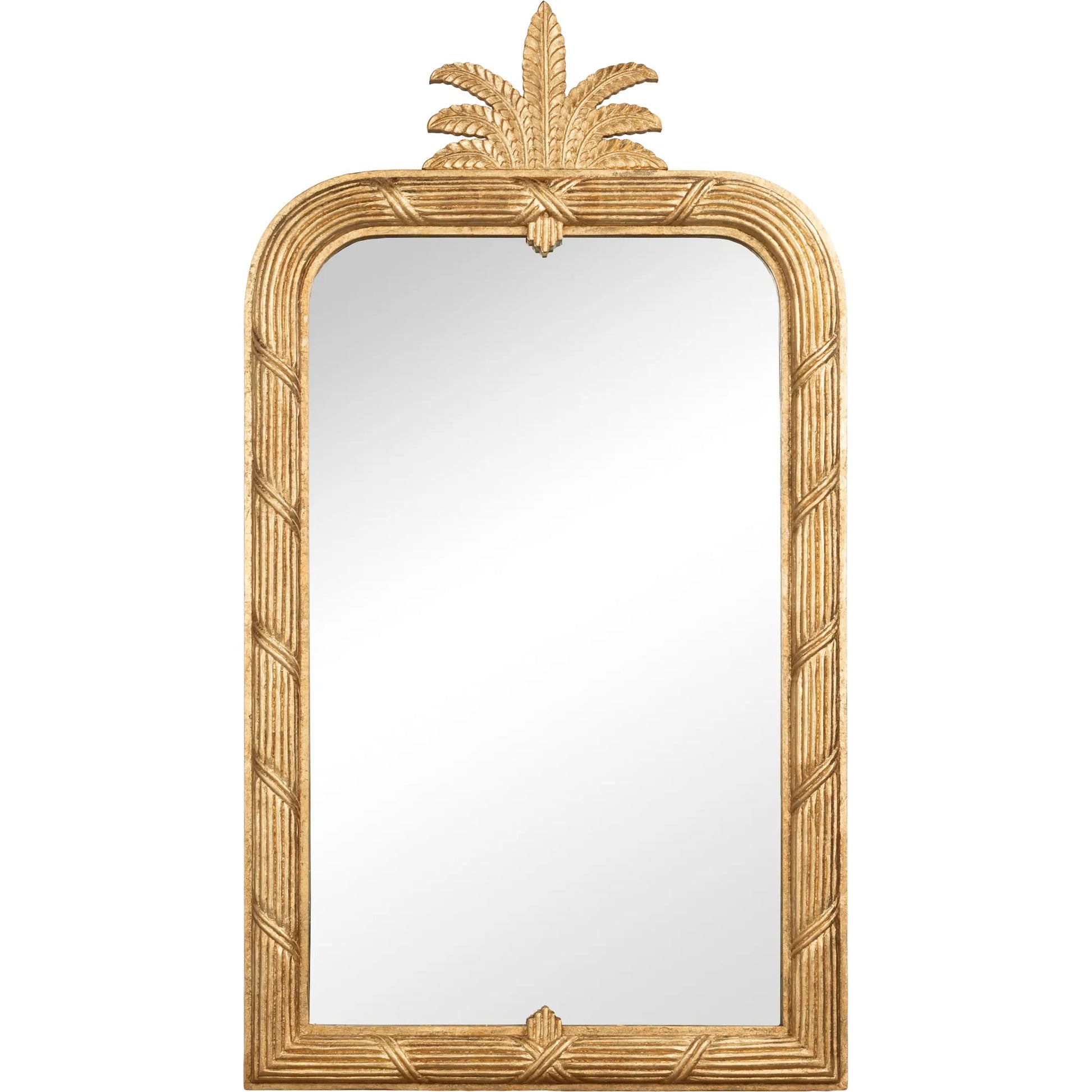 Gilded Pineapple Crest Mirror by Sarreid Ltd. in brown and gold leaf. Made from unique in a unique style.