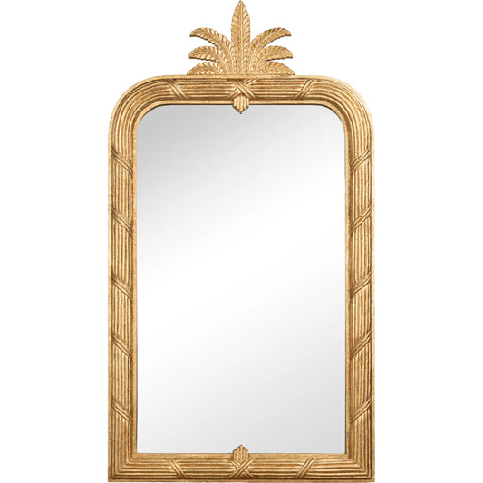 Gilded Pineapple Crest Mirror by Sarreid Ltd. in brown and gold leaf. Made from unique in a unique style.