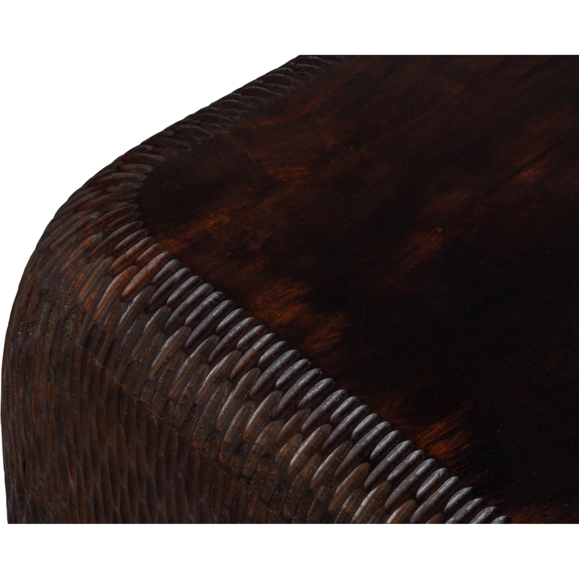 Molten Carved Side Table by Sarreid Ltd. in brown and mango wood. Made from unique in a unique style.