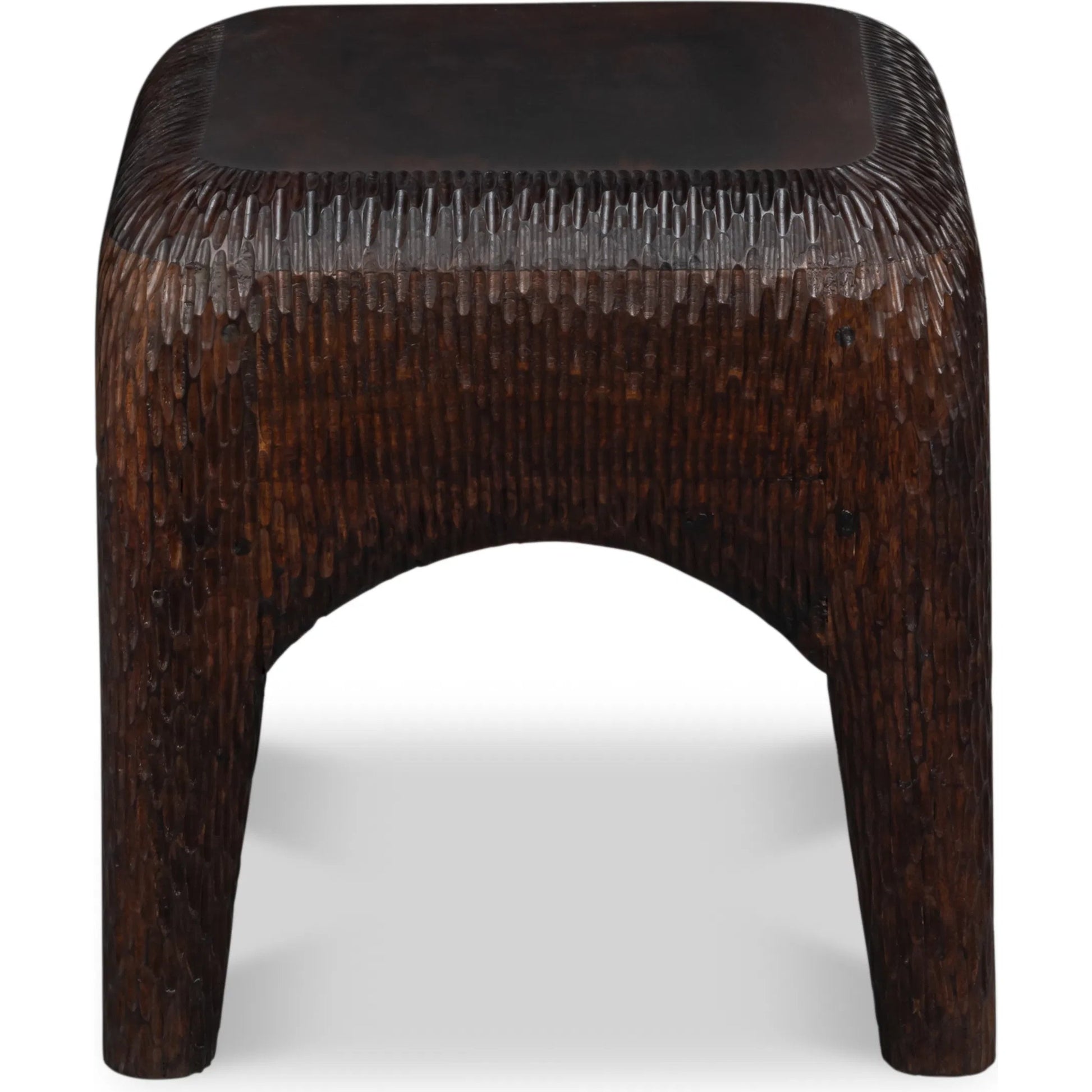 Molten Carved Side Table by Sarreid Ltd. in brown and mango wood. Made from unique in a unique style.