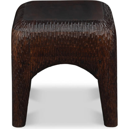 Molten Carved Side Table by Sarreid Ltd. in brown and mango wood. Made from unique in a unique style.