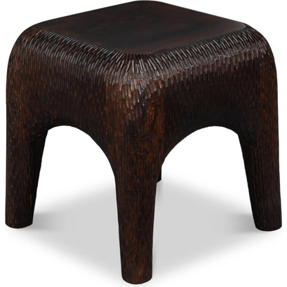 Molten Carved Side Table by Sarreid Ltd. in brown and mango wood. Made from unique in a unique style.
