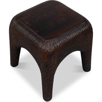 Molten Carved Side Table by Sarreid Ltd. in brown and mango wood. Made from unique in a unique style.