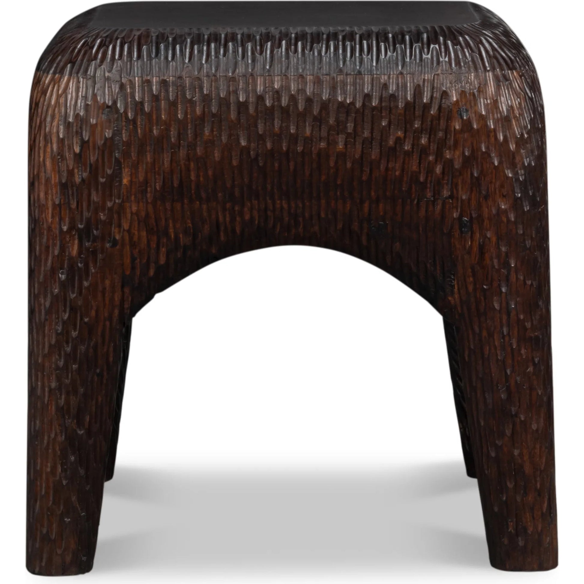 Molten Carved Side Table by Sarreid Ltd. in brown and mango wood. Made from unique in a unique style.