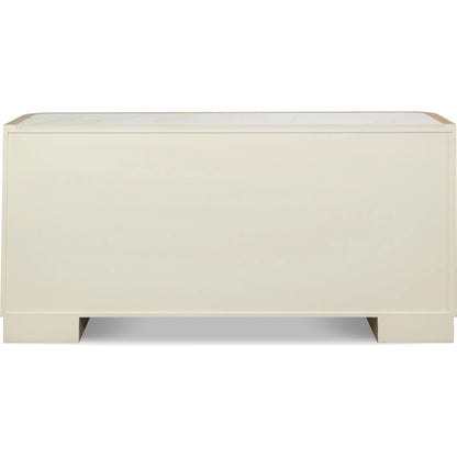 Arcus Sideboard by Sarreid Ltd. in brown and mango wood, manmade marble top, wood veneer, faux marble. Made from unique in a unique style.