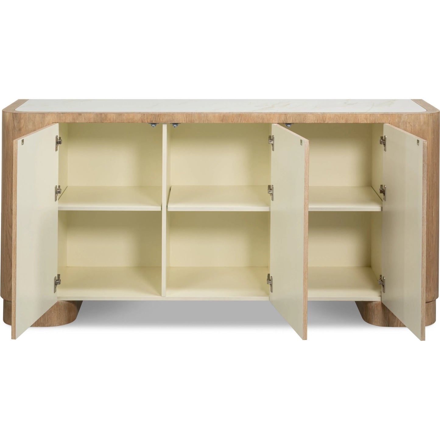 007 SI-2635419 | Additional Silo | Arcus Sideboard by Sarreid Ltd. in brown and mango wood, manmade marble top, wood veneer, faux marble. Made from unique in a unique style.