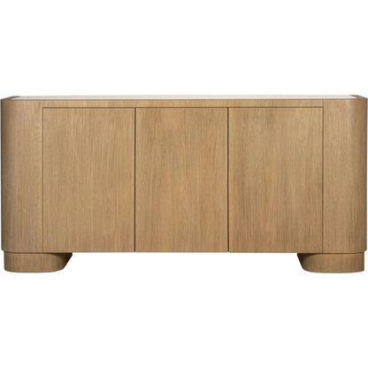 Arcus Sideboard by Sarreid Ltd. in brown and mango wood, manmade marble top, wood veneer, faux marble. Made from unique in a unique style.