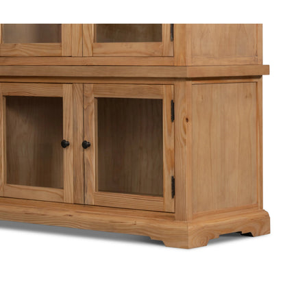 Tanner Bookcase by Sarreid Ltd. in natural and reclaimed pine, glass. Made from unique in a unique style.