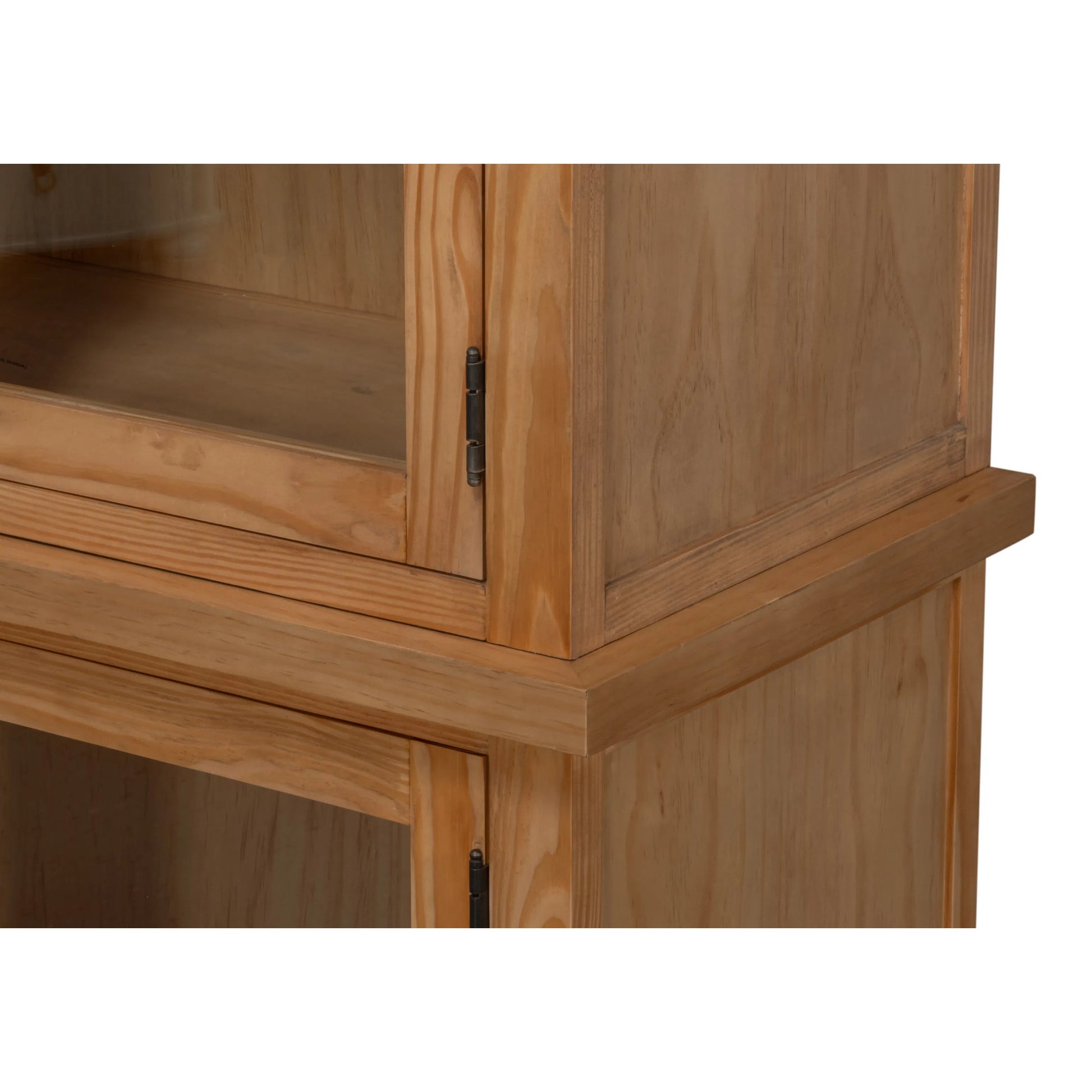 Tanner Bookcase by Sarreid Ltd. in natural and reclaimed pine, glass. Made from unique in a unique style.