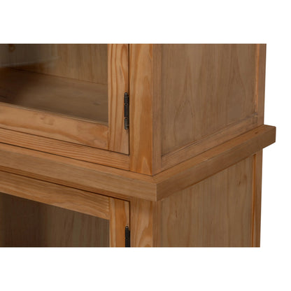 Tanner Bookcase by Sarreid Ltd. in natural and reclaimed pine, glass. Made from unique in a unique style.