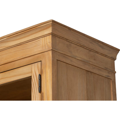 Tanner Bookcase by Sarreid Ltd. in natural and reclaimed pine, glass. Made from unique in a unique style.