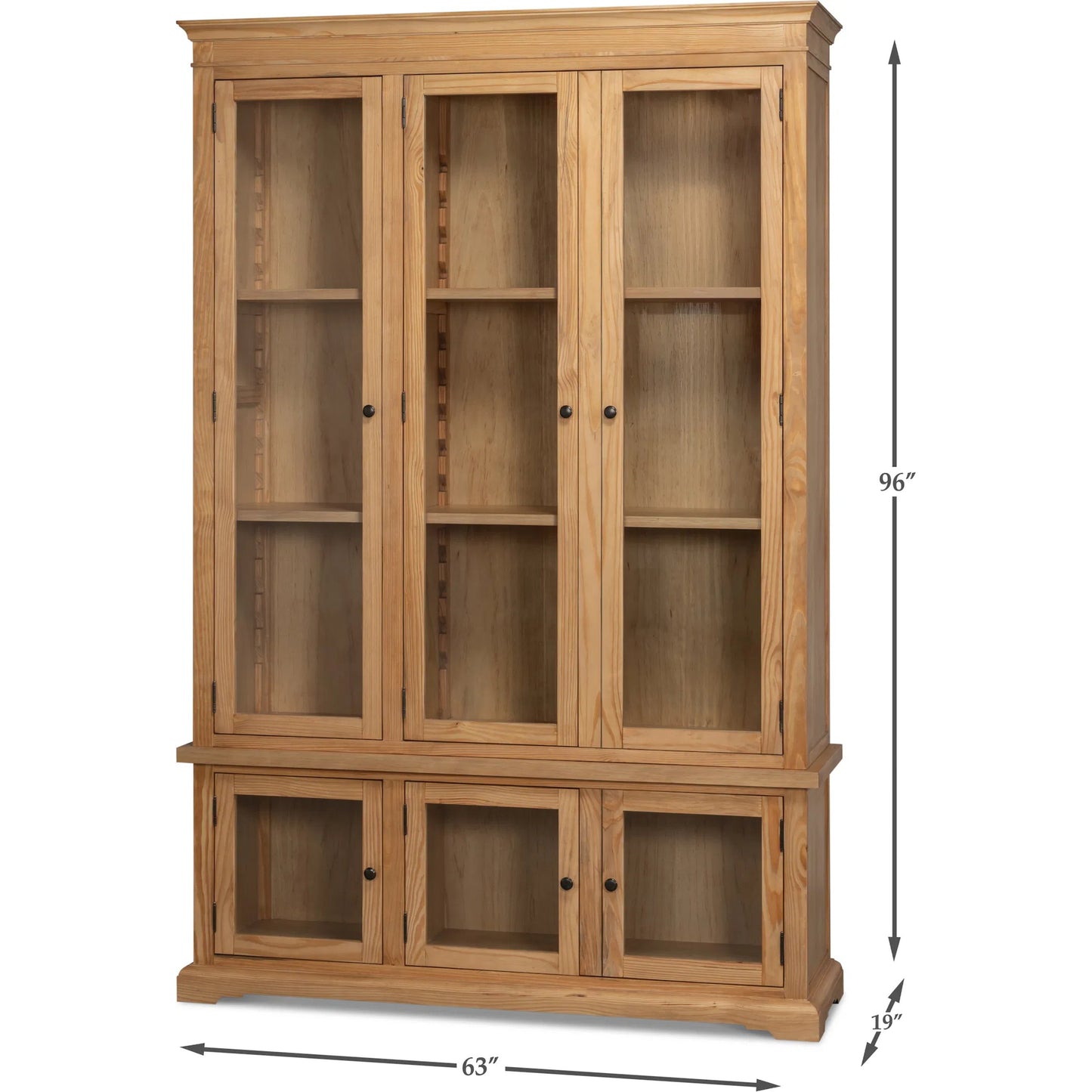 011 SI-2635433 | Unknown | Tanner Bookcase by Sarreid Ltd. in natural and reclaimed pine, glass. Made from unique in a unique style.