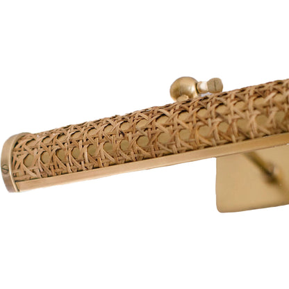 Cane Picture Light by Chelsea House in gold. Made from brass, wicker in a rustic style.