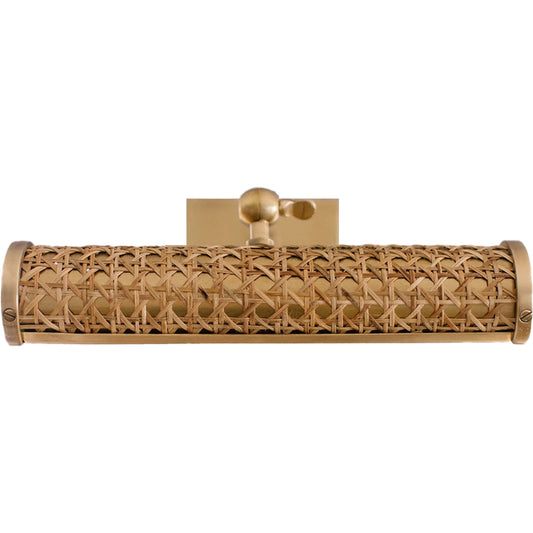 Cane Picture Light by Chelsea House in gold. Made from brass, wicker in a unique style.