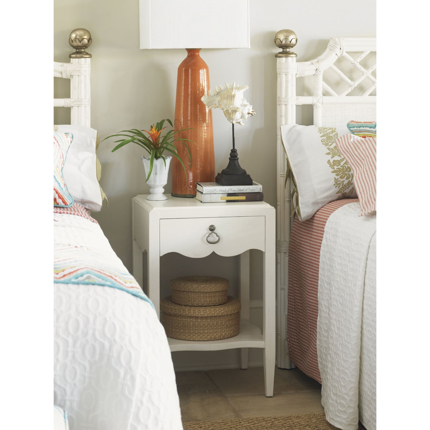 003 SR-836552 | Lifestyle | Water Street Bedside Table by Tommy Bahama Home in ivory. Made from unique in a transitional style.