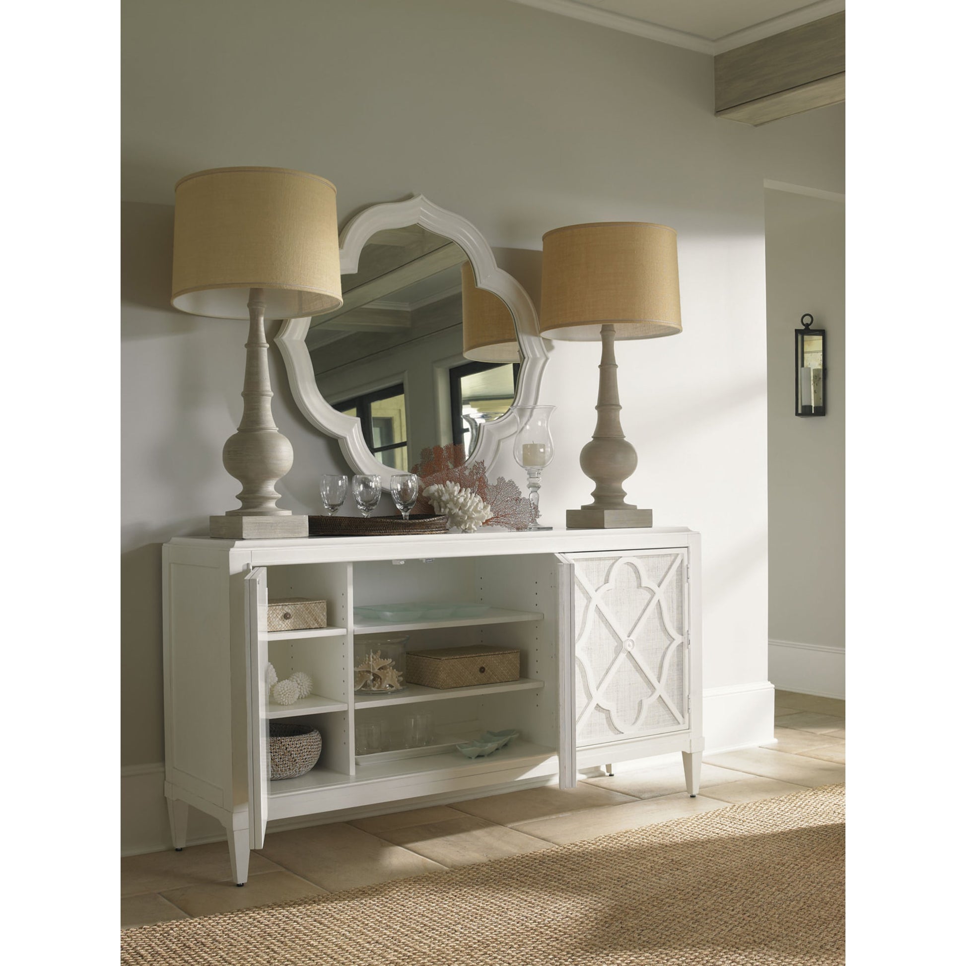 Paget Mirror by Tommy Bahama Home in white. Made from unique in a traditional style.