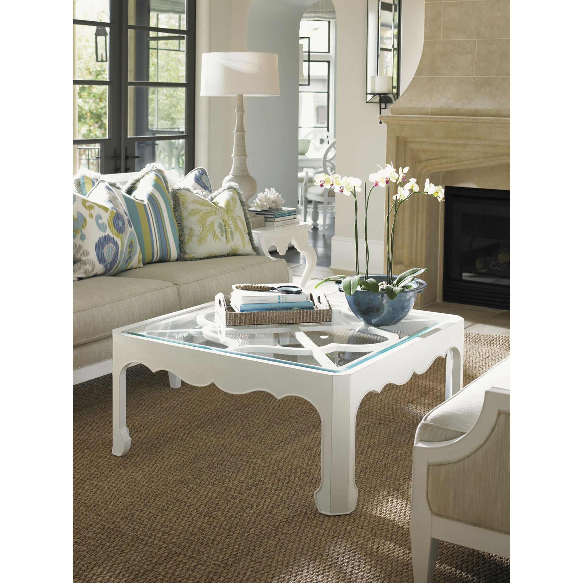 Cassava Cocktail Table by Tommy Bahama Home in white. Made from unique in a transitional style.