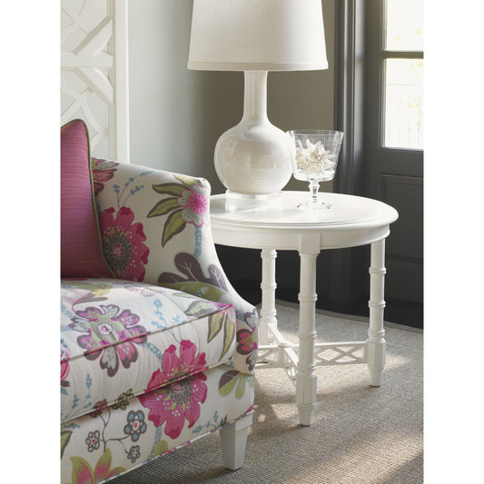 Edgehill Round Lamp Table by Tommy Bahama Home in white. Made from unique in a cottage & farmhouse style.