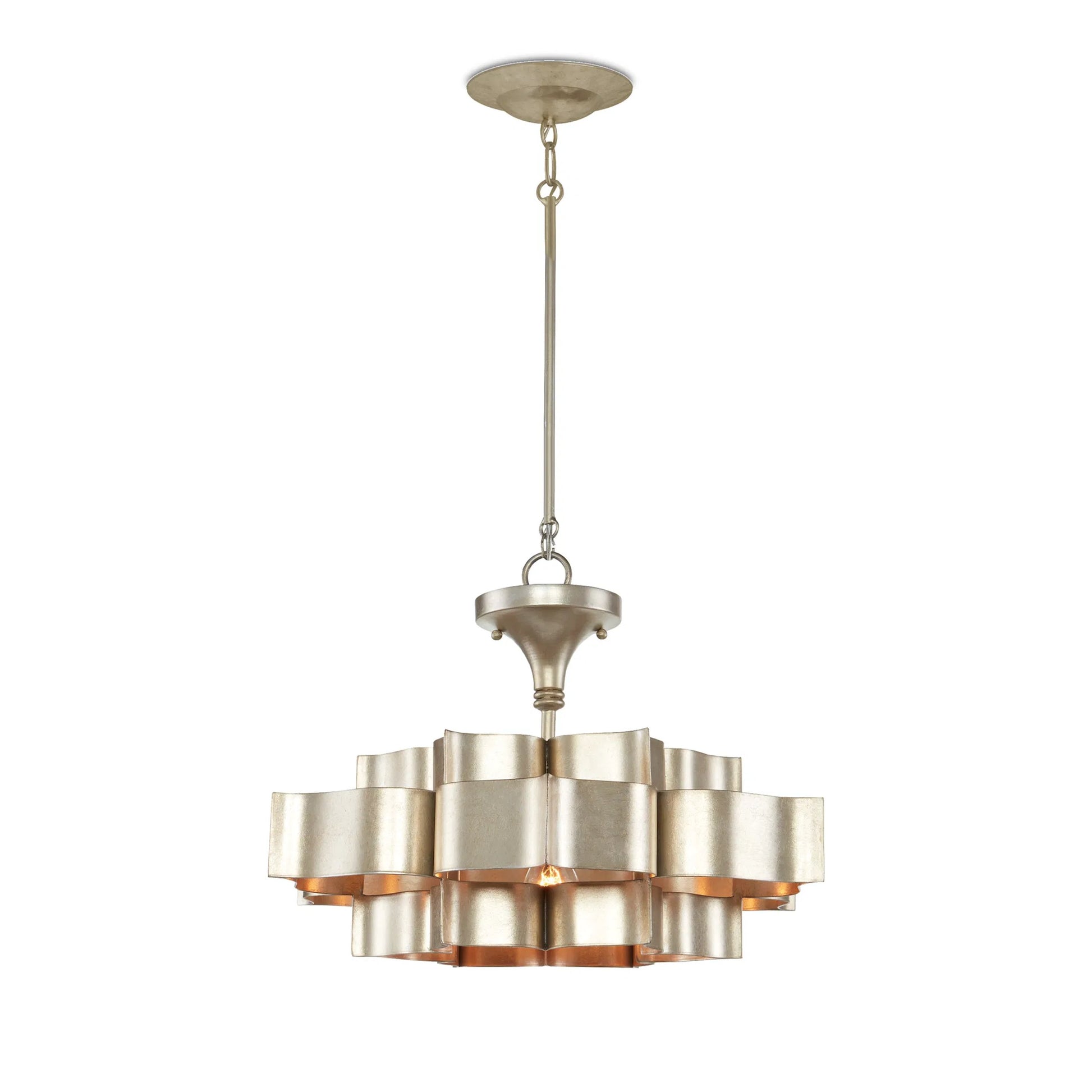 Grand Lotus Pendant/Semi-Flush Mount by Currey and Company. Made from wrought iron in a modern style.