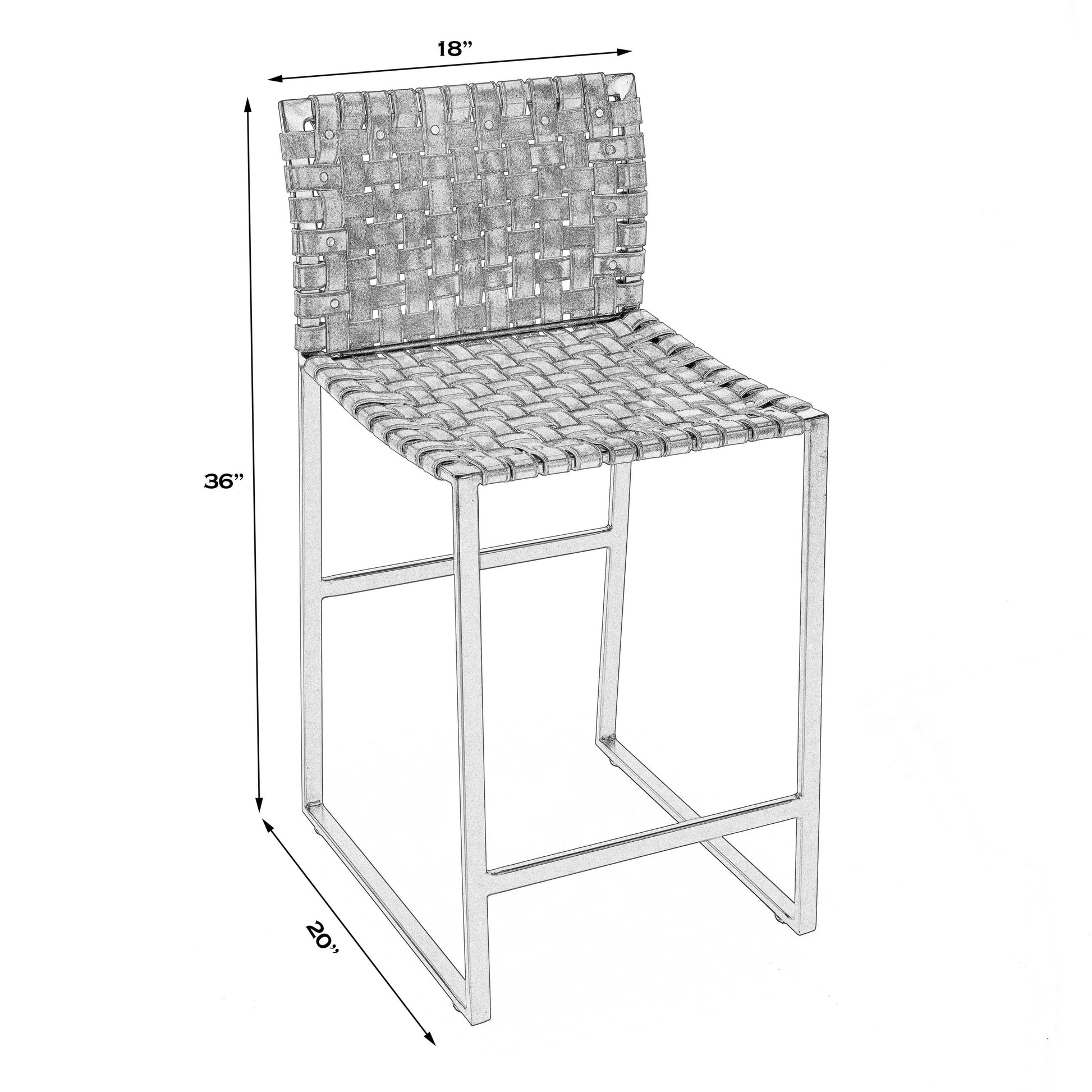 Urban Counter Stool by Butler Specialty Company in medium brown and brown leather. Made from iron, real leather, steel metal nail heads in a modern style.