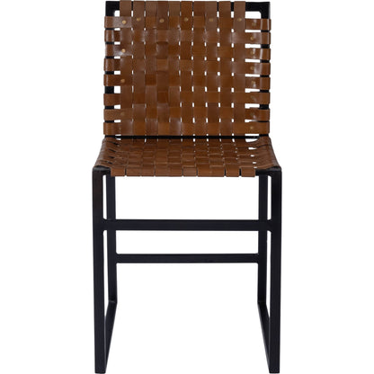 Urban Chair by Butler Specialty Company in medium brown and brown leather. Made from iron, real leather, steel metal nail heads in a modern style.