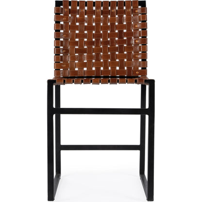 Urban Chair by Butler Specialty Company in medium brown and brown leather. Made from iron, real leather, steel metal nail heads in a modern style.