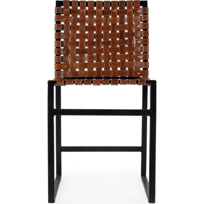 Urban Chair by Butler Specialty Company in medium brown and brown leather. Made from iron, real leather, steel metal nail heads in a modern style.