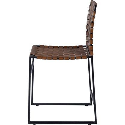 Urban Chair by Butler Specialty Company in medium brown and brown leather. Made from iron, real leather, steel metal nail heads in a modern style.