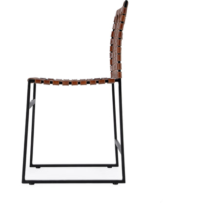 Urban Chair by Butler Specialty Company in medium brown and brown leather. Made from iron, real leather, steel metal nail heads in a modern style.