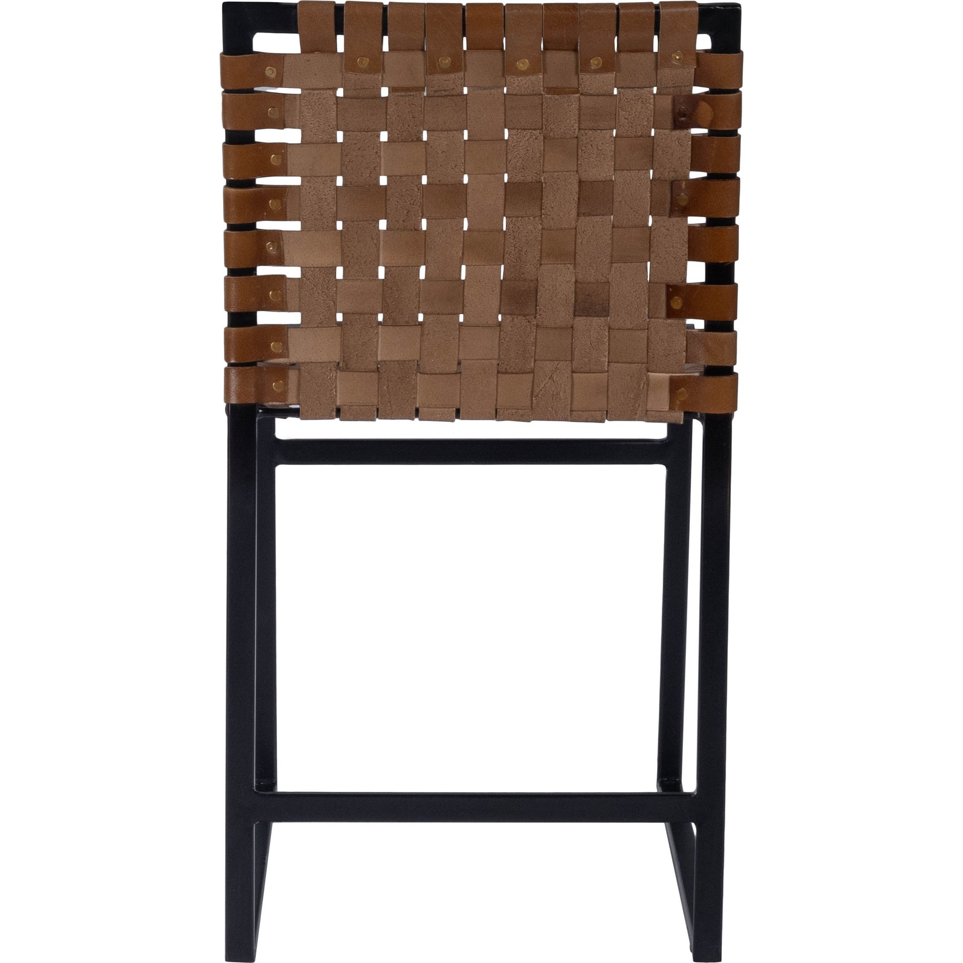 Urban Chair by Butler Specialty Company in medium brown and brown leather. Made from iron, real leather, steel metal nail heads in a modern style.