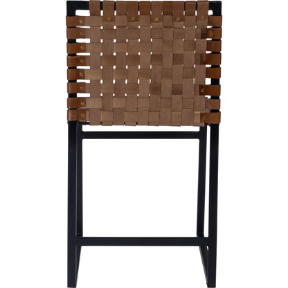Urban Chair by Butler Specialty Company in medium brown and brown leather. Made from iron, real leather, steel metal nail heads in a modern style.