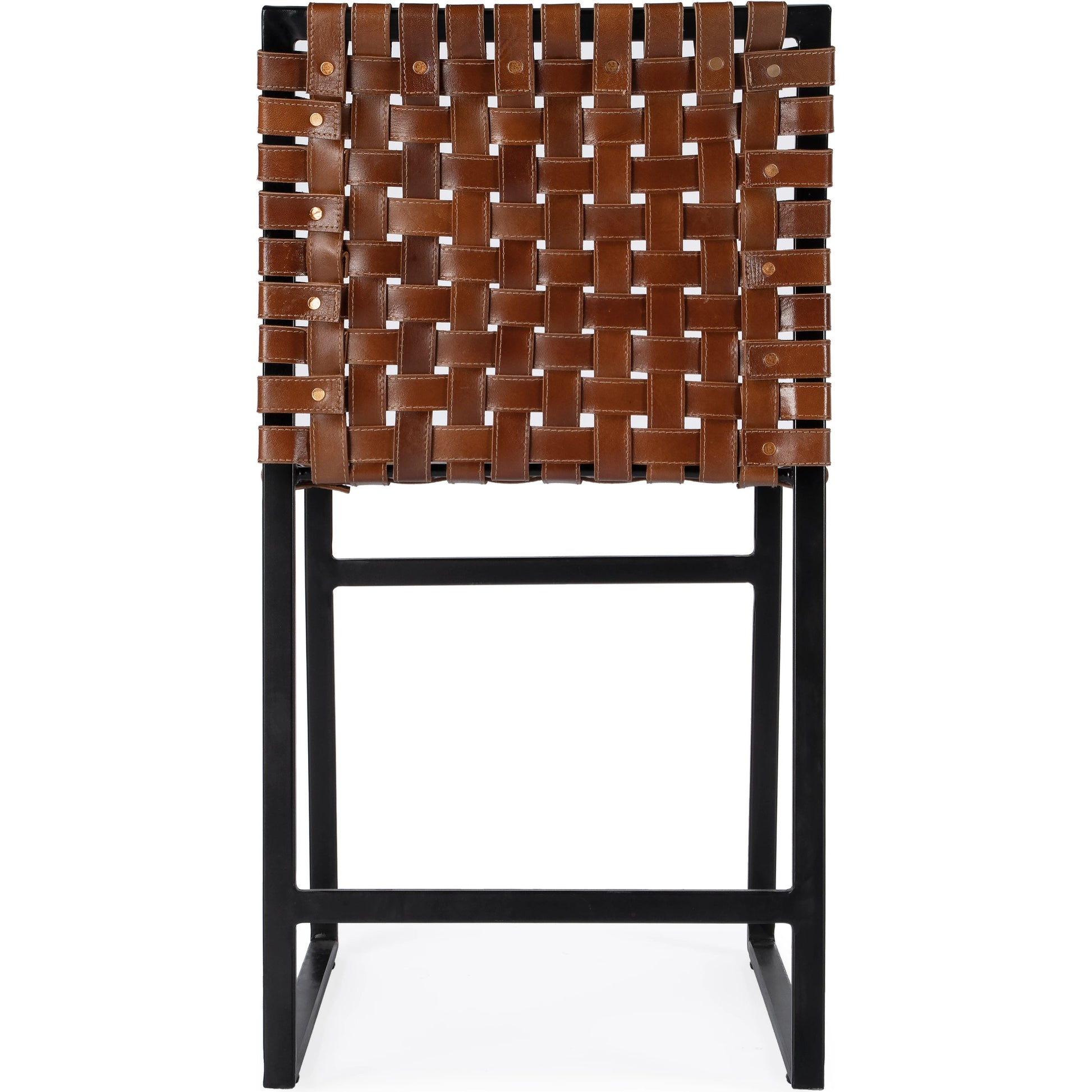 Urban Chair by Butler Specialty Company in medium brown and brown leather. Made from iron, real leather, steel metal nail heads in a modern style.