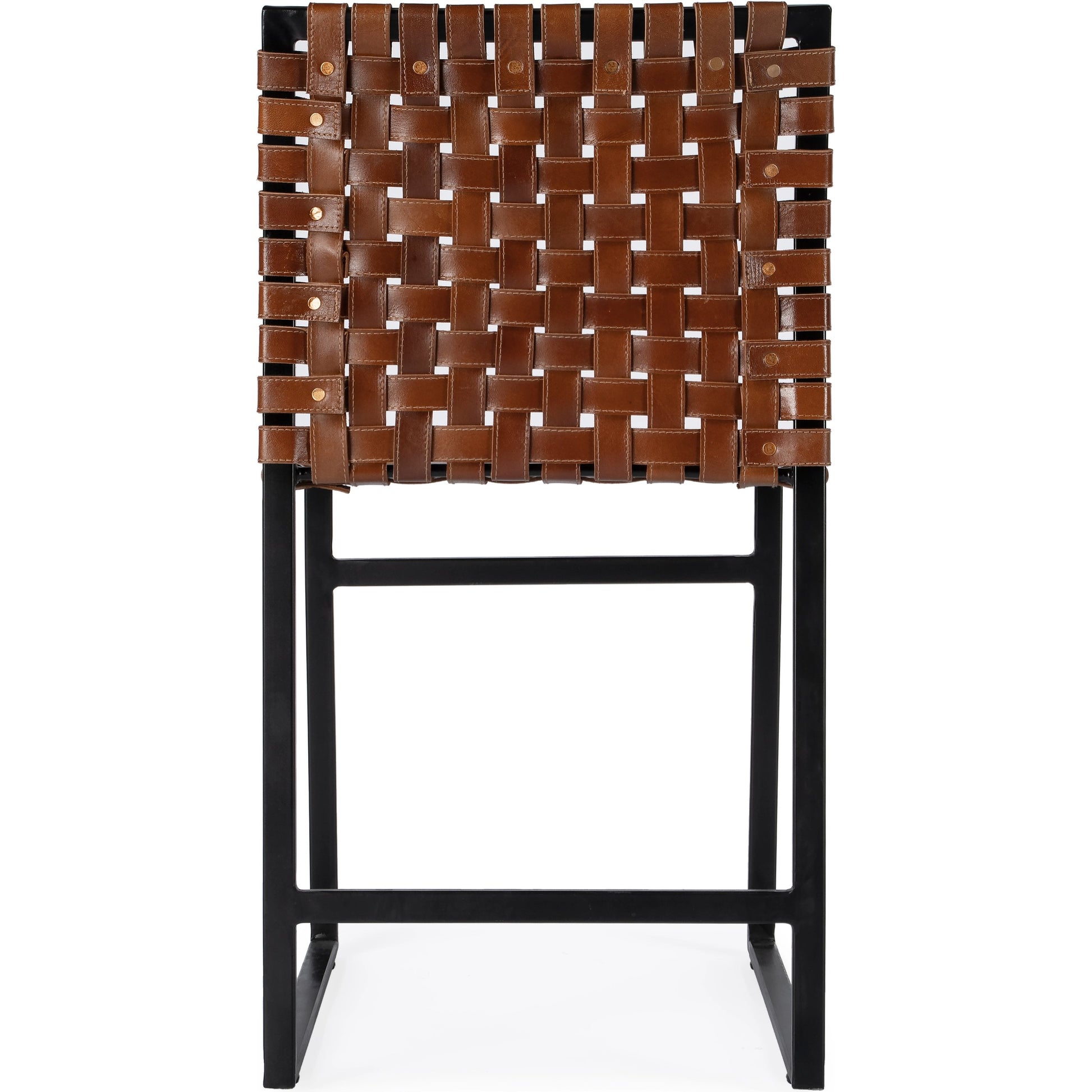 Urban Chair by Butler Specialty Company in medium brown and brown leather. Made from iron, real leather, steel metal nail heads in a modern style.