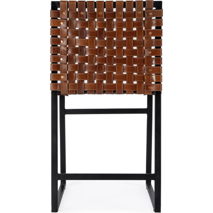 Urban Chair by Butler Specialty Company in medium brown and brown leather. Made from iron, real leather, steel metal nail heads in a modern style.