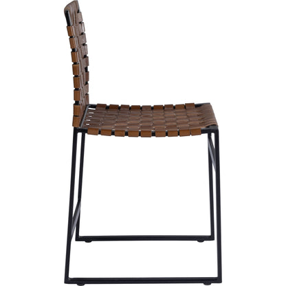 Urban Chair by Butler Specialty Company in medium brown and brown leather. Made from iron, real leather, steel metal nail heads in a modern style.